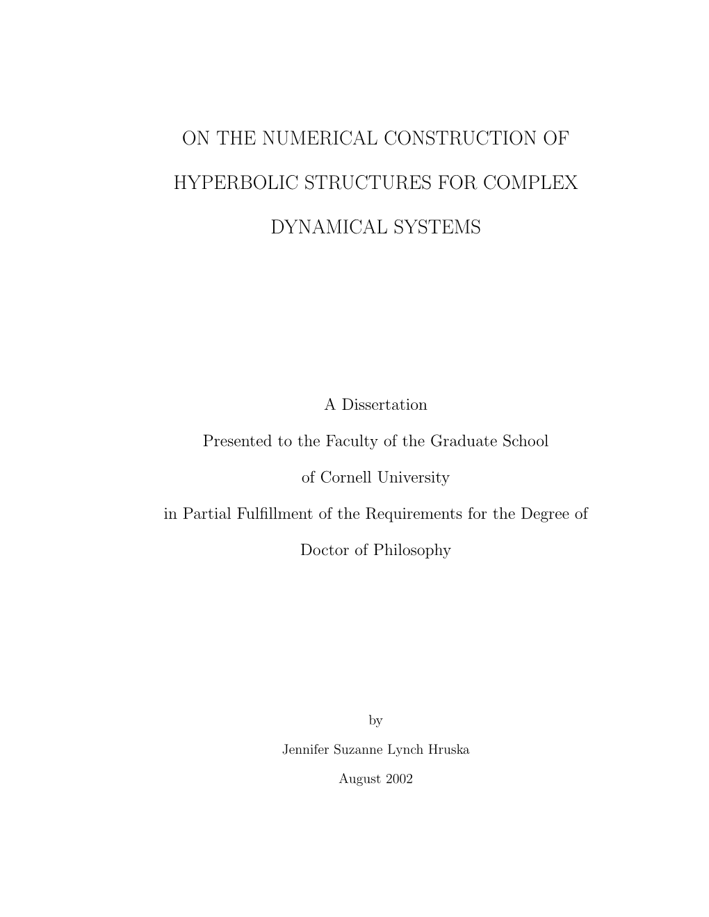 On the Numerical Construction Of