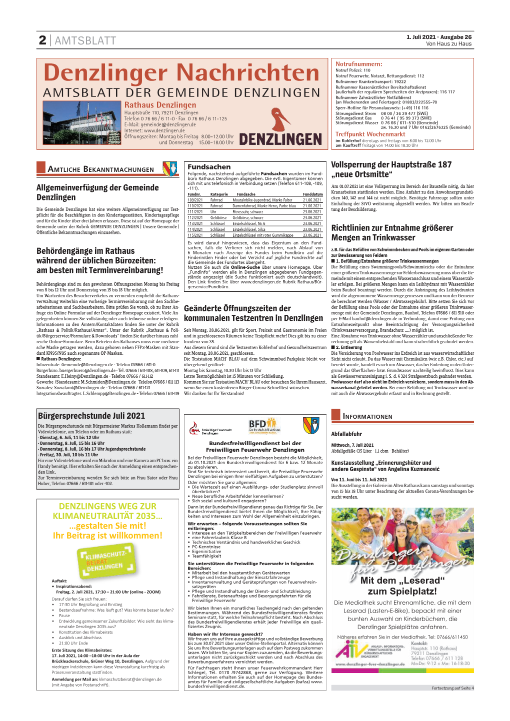 AMTSBLATT Von Haus Zu Haus