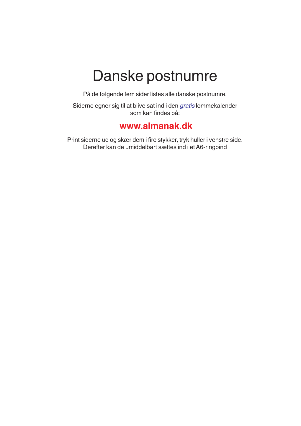 Danske Postnumre