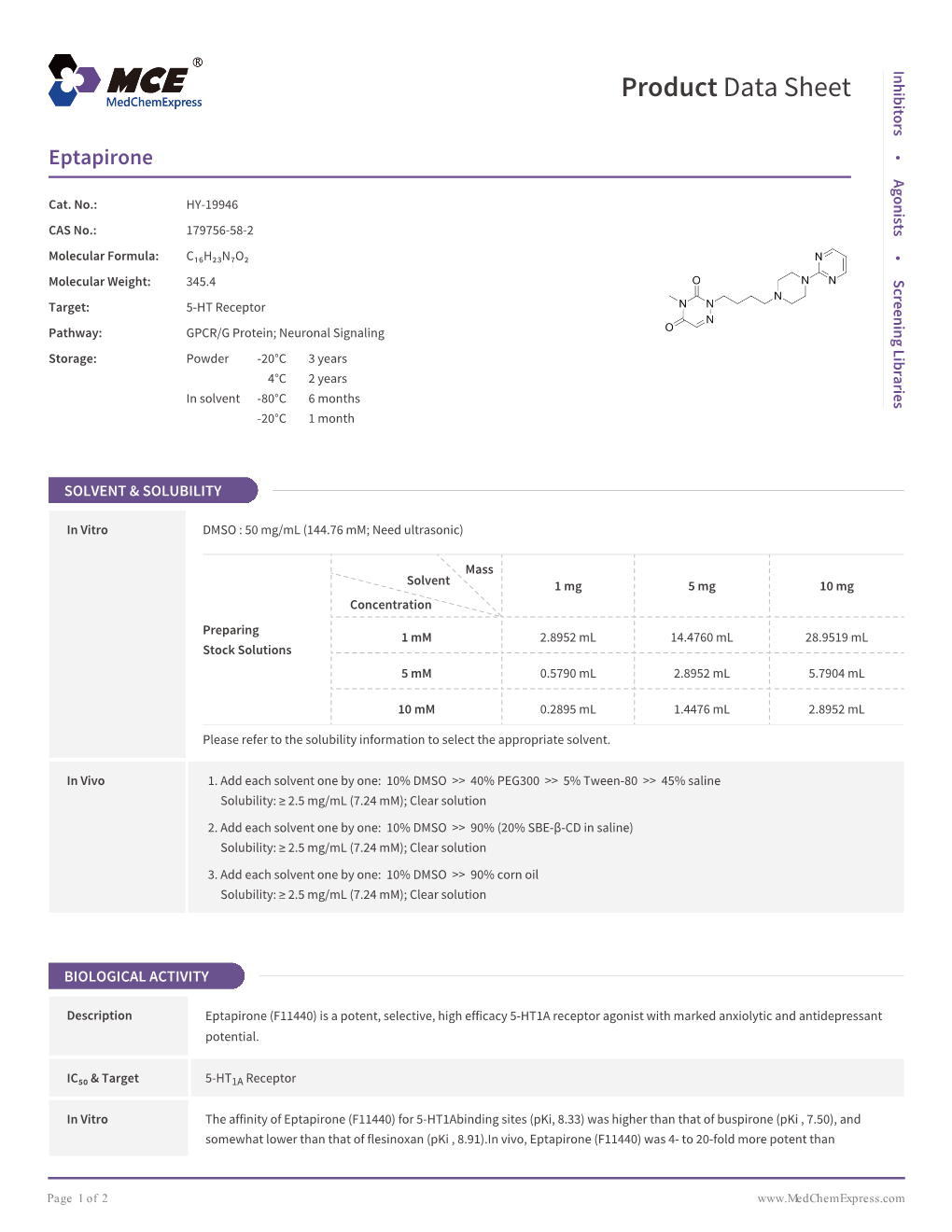 Eptapirone | Medchemexpress