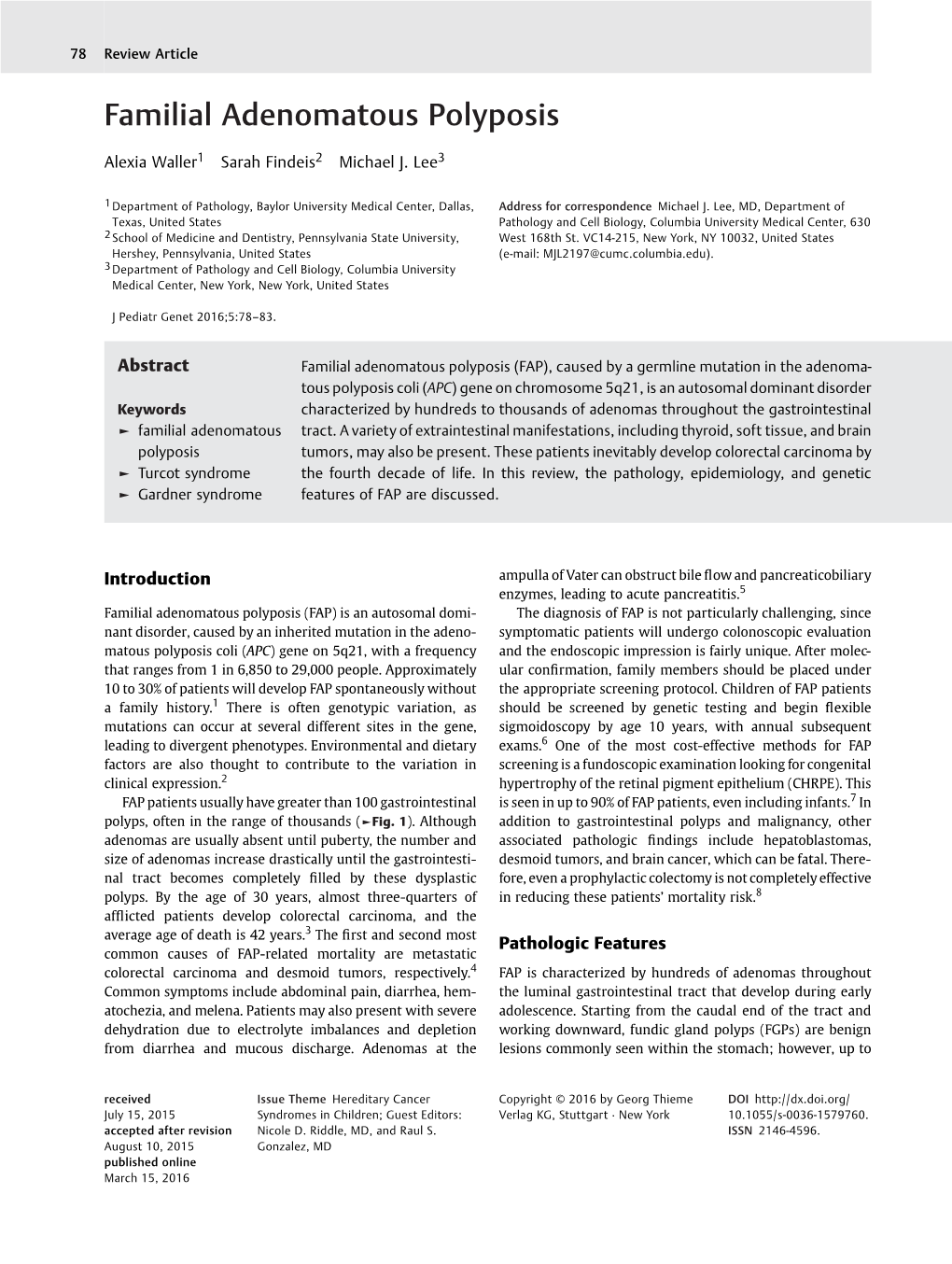 Familial Adenomatous Polyposis