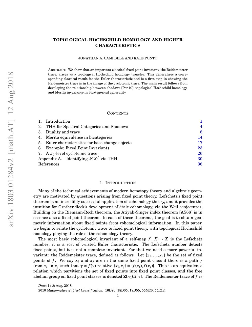 Topological Hochschild Homology and Higher Characteristics 3