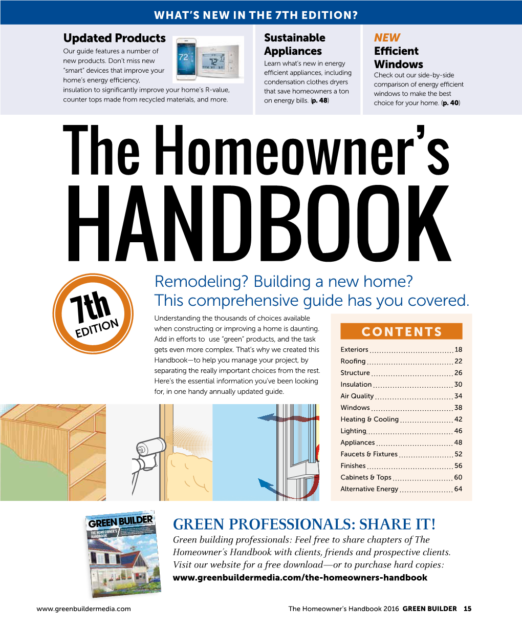 GREEN PROFESSIONALS: SHARE IT! the HOMEOWNER’S Clients Need to Know About Sustainable Construction