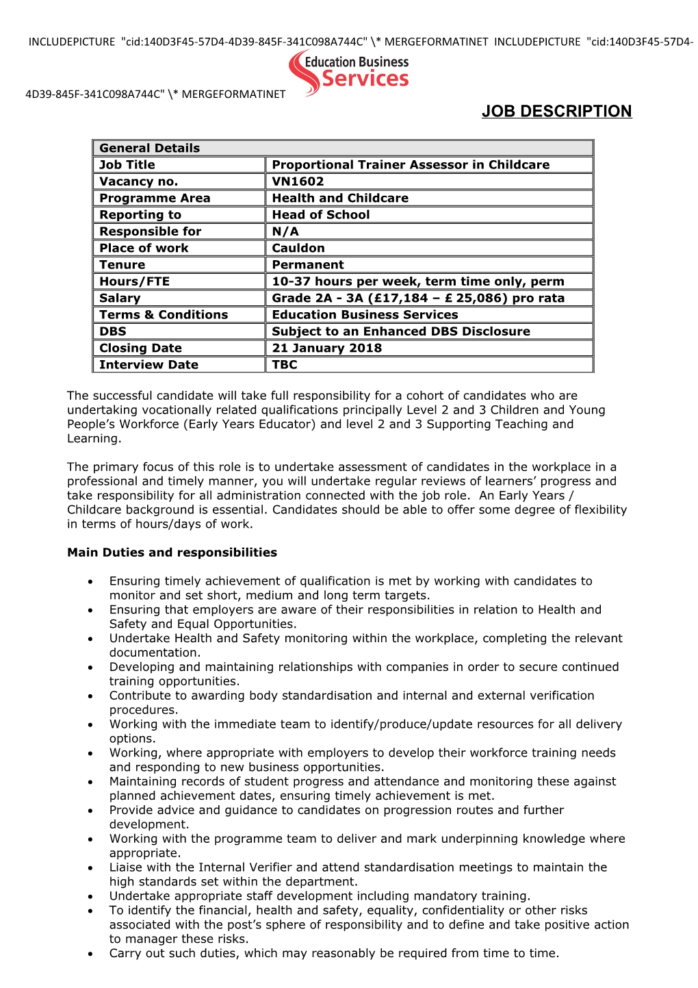 Proportional Trainer Assessor in Childcare