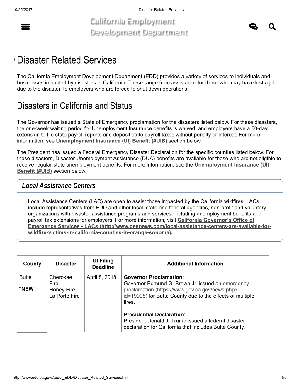 (EDD) Disaster Related Services