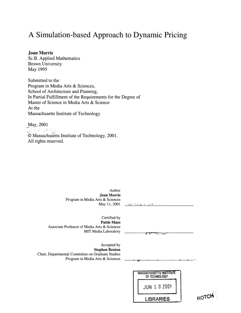 A Simulation-Based Approach to Dynamic Pricing