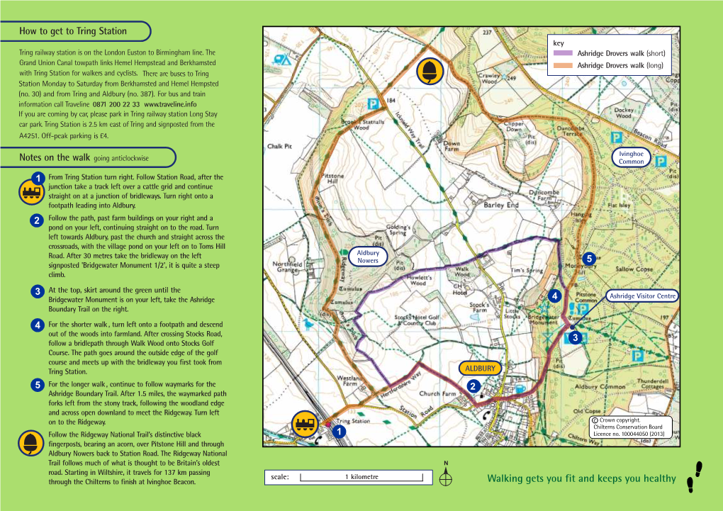 Ashridge Drovers Walk (Short) Grand Union Canal Towpath Links Hemel Hempstead and Berkhamsted Ashridge Drovers Walk (Long) with Tring Station for Walkers and Cyclists