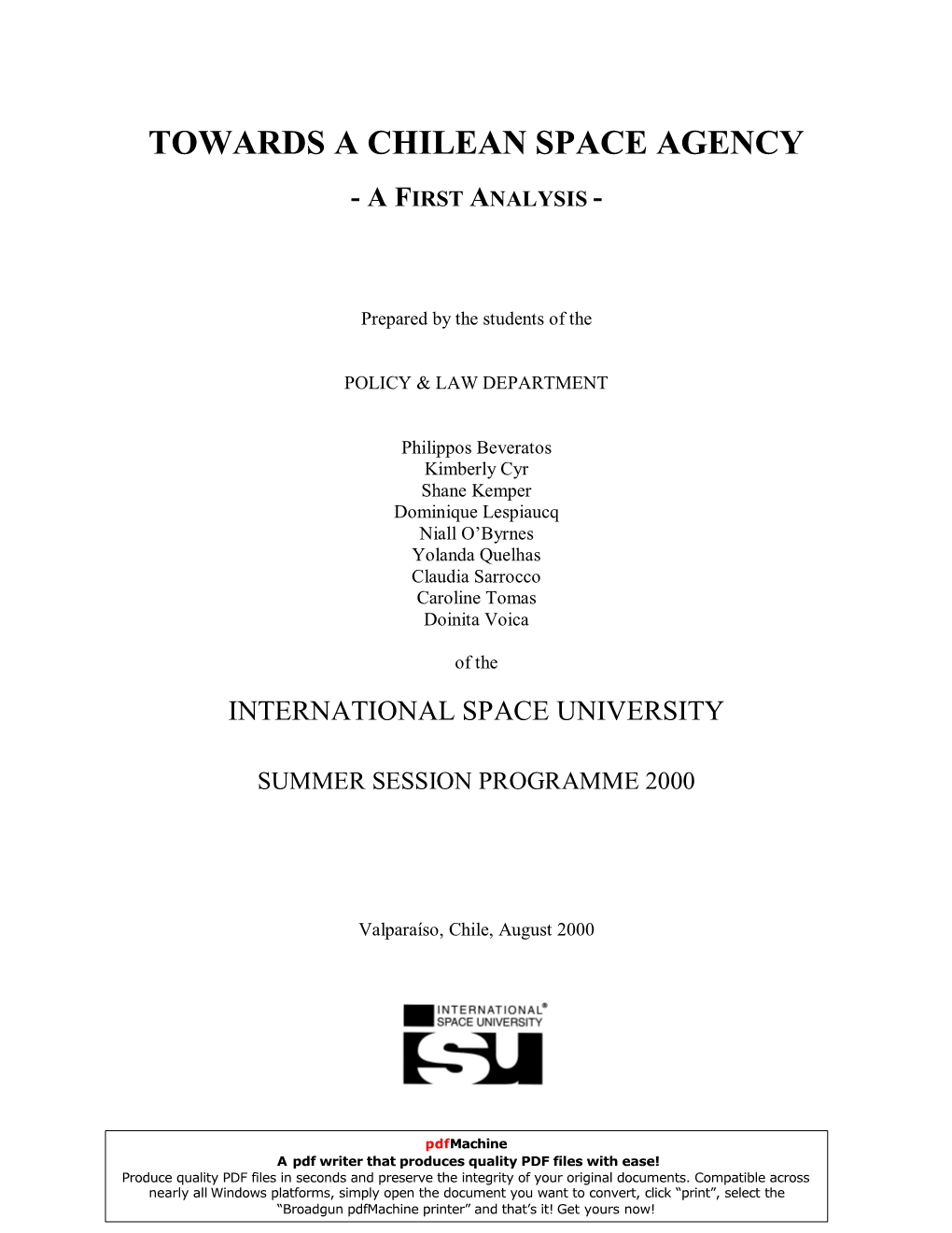 Towards a Chilean Space Agency