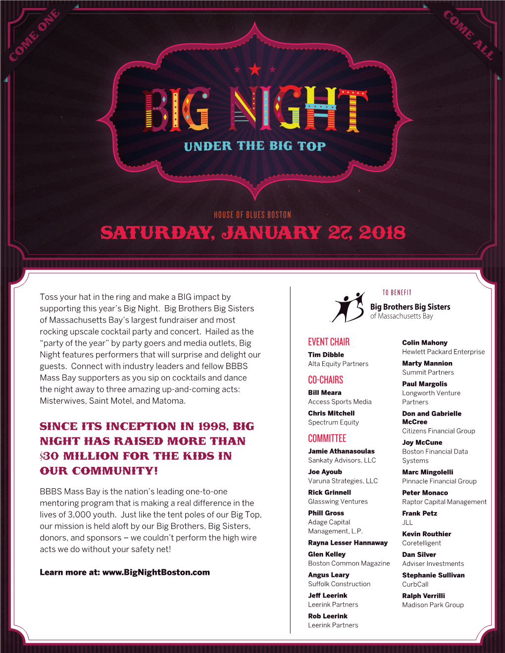 Since Its Inception in 1998, Big Night Has Raised More Than $30