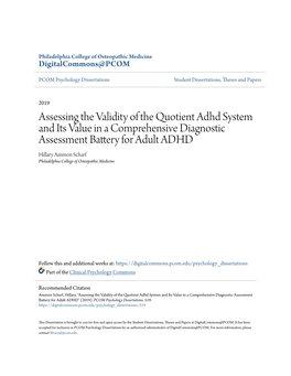 Assessing the Validity of the Quotient Adhd System and Its Value in A
