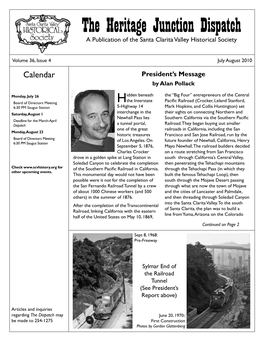 The Heritage Junction Dispatch a Publication of the Santa Clarita Valley Historical Society