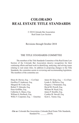 Real Estate Title Standards