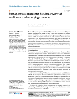 Postoperative Pancreatic Fistula: a Review of Traditional and Emerging Concepts