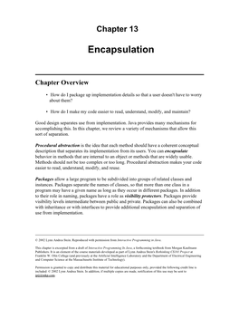 Chapter 13 Encapsulation Chapter Overview
