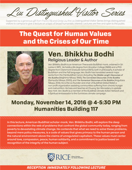 November 14, 2016 @ 4-5:30 PM Humanities Building 117