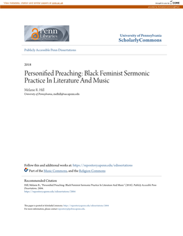 Personified Preaching: Black Feminist Sermonic Practice in Literature and Music" (2018)