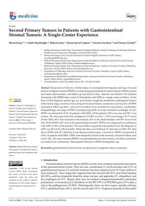 Second Primary Tumors in Patients with Gastrointestinal Stromal Tumors: a Single-Center Experience