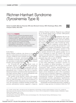 Richner-Hanhart Syndrome (Tyrosinemia Type II)