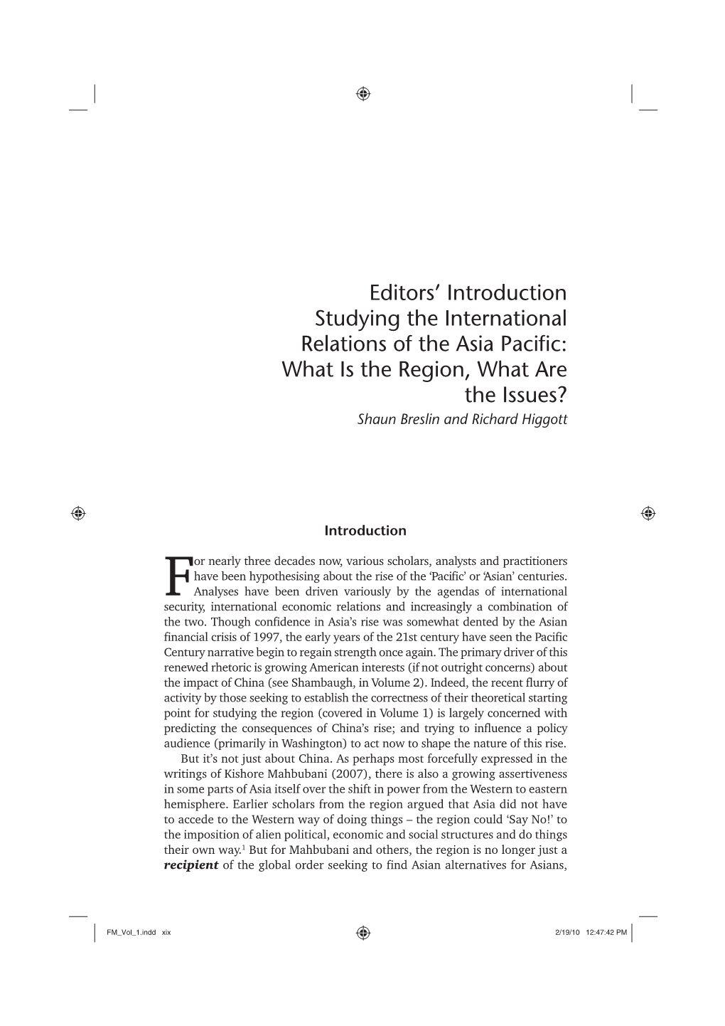 Editors' Introduction Studying the International