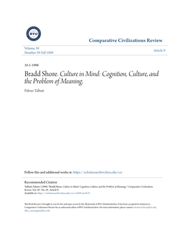 Bradd Shore. Culture in Mind: Cognition, Culture, and the Problem of Meaning