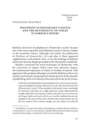 Polyphony in Dostoevsky's NOVELS and the Multiplicity