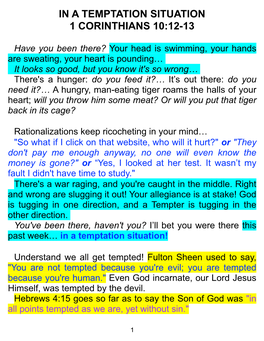 In a Temptation Situation 1 Corinthians 10:12-13