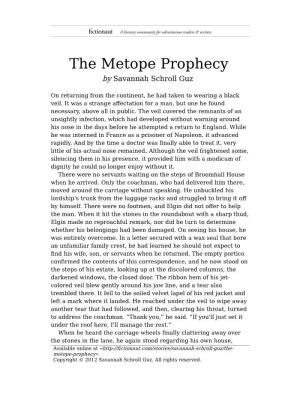 The Metope Prophecy by Savannah Schroll Guz