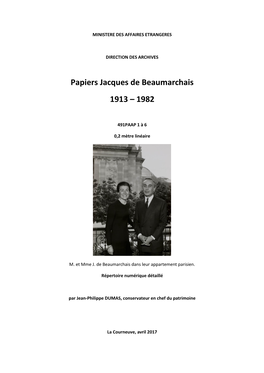 Papiers Jacques De Beaumarchais 1913 – 1982