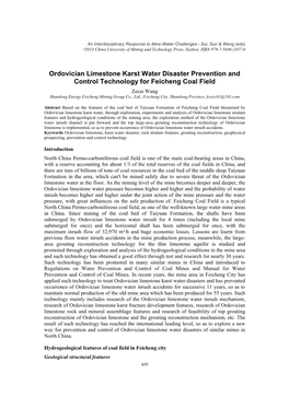 Ordovician Limestone Karst Water Disaster Prevention and Control