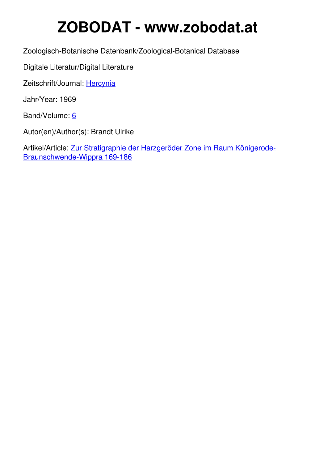 Zur Stratigraphie Der Harzgeröder Zone Im Raum