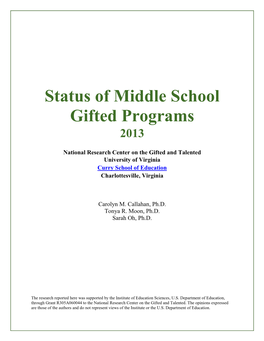 Status of Middle School Gifted Programs 2013