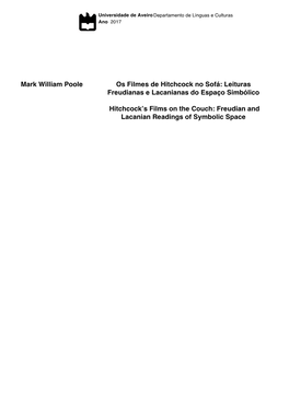 Leituras Freudianas E Lacanianas Do Espaço Simbólico Hitchcock's Films O