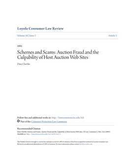 Schemes and Scams: Auction Fraud and the Culpability of Host Auction Web Sites Dara Chevlin