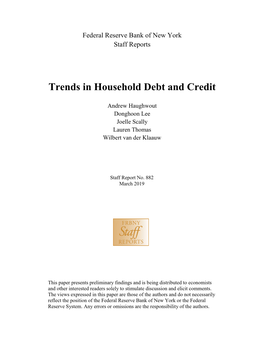 Trends in Household Debt and Credit