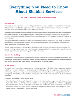 Everything You Need to Know About Shabbat Services