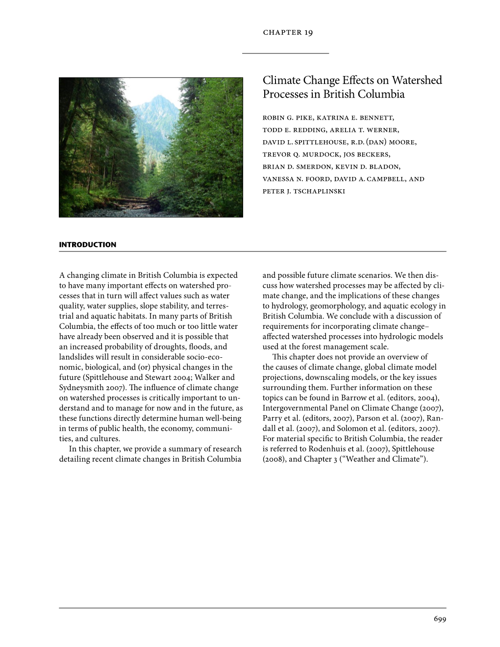 Climate Change Effects on Watershed Processes in British Columbia