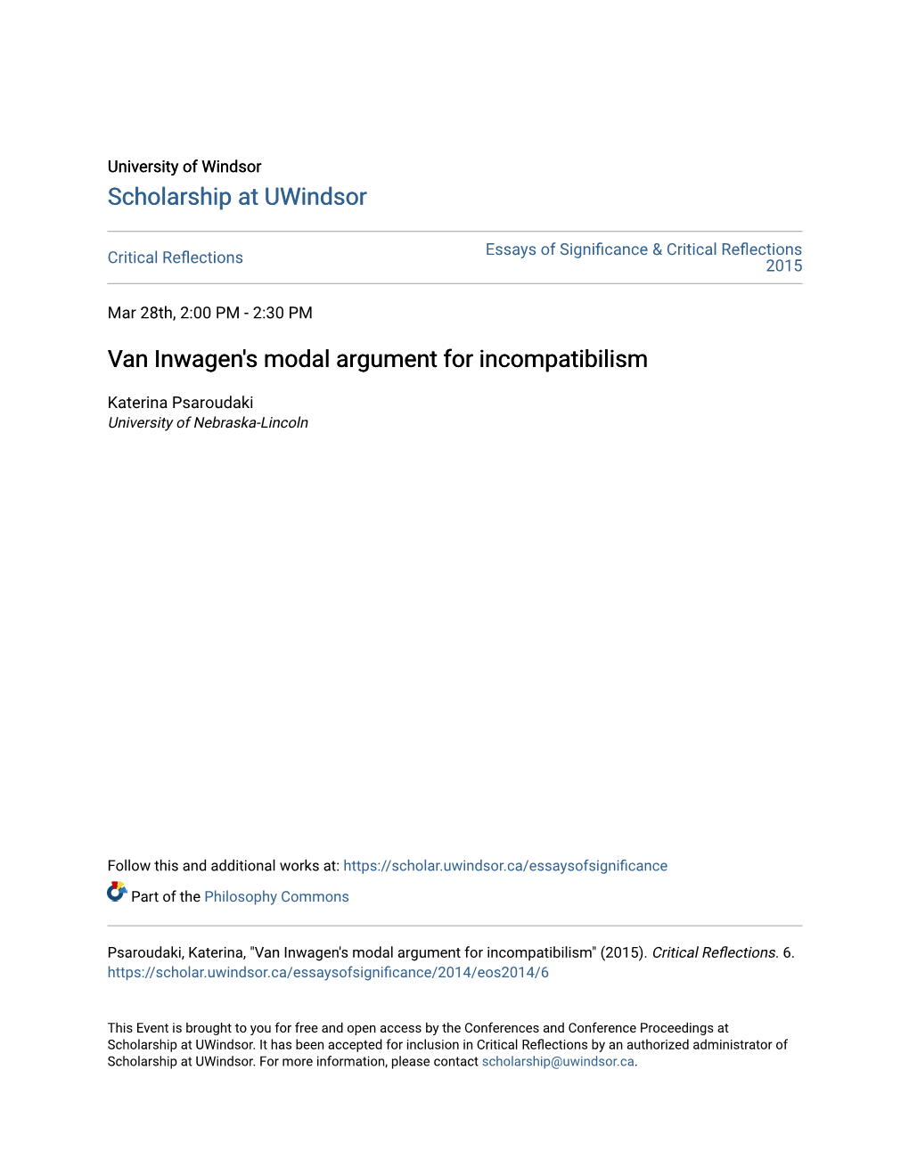 Van Inwagen's Modal Argument for Incompatibilism