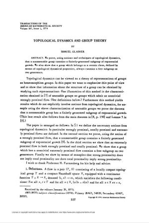 Topological Dynamics and Group Theory
