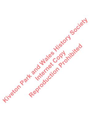 Kiveton Park and Wales History Society Internet Copy Reproduction Prohibited