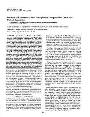 Isolation and Structure of Two Prostaglandin Endoperoxides That