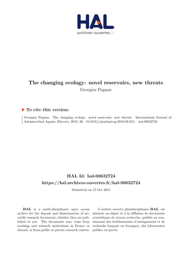 The Changing Ecology: Novel Reservoirs, New Threats Georgios Pappas