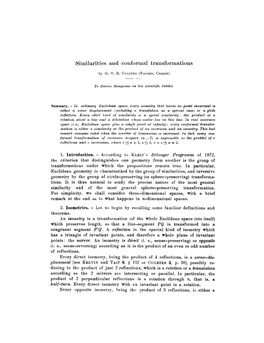 Similarities and Conformal Transformations