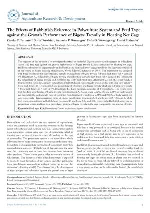 The Effects of Rabbitfish Existence in Polyculture System and Feed Type Against the Growth Performance of Bigeye Trevally in Floating Net Cage Carolus P