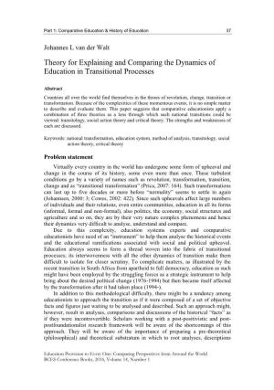 Theory for Explaining and Comparing the Dynamics of Education in Transitional Processes