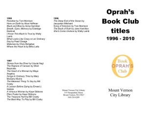 Oprah's Book Club Titles