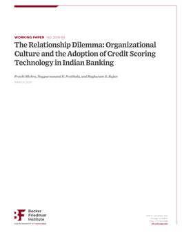 Organizational Culture and the Adoption of Credit Scoring Technology in Indian Banking