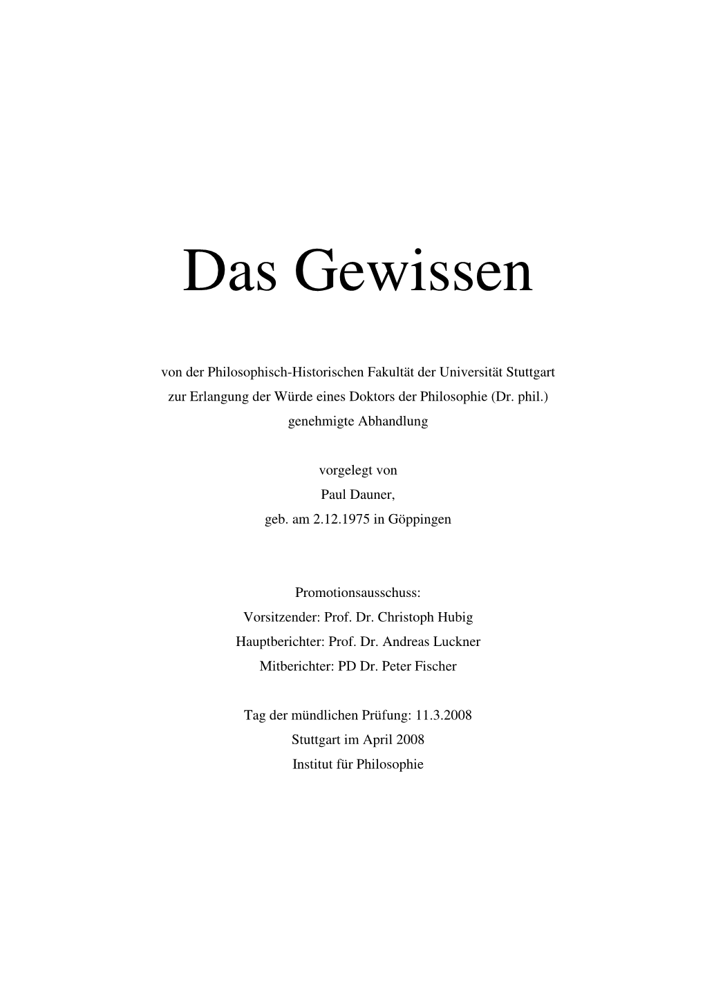 Das Gewissen