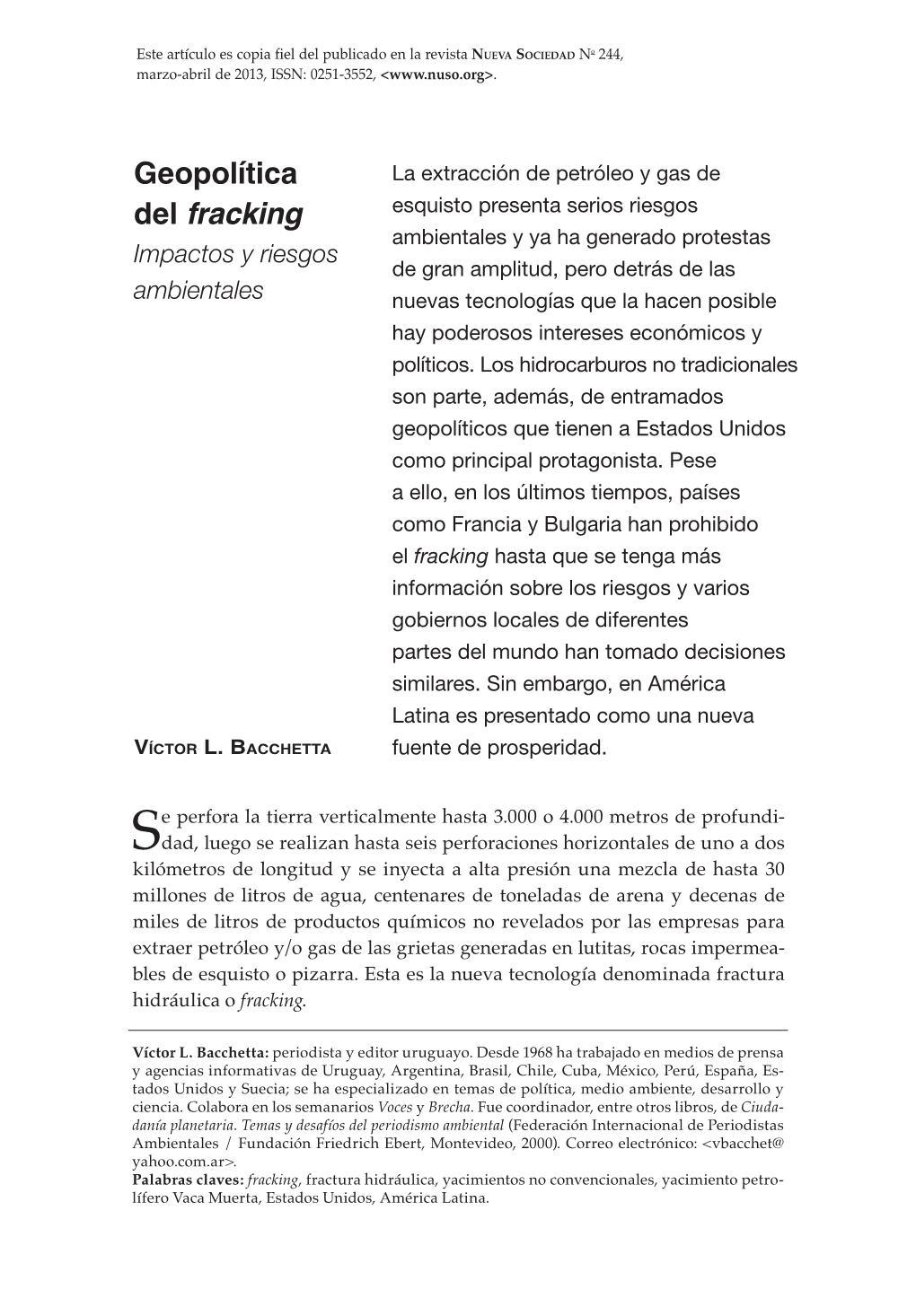 Geopolítica Del Fracking