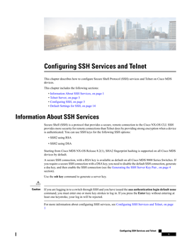 Configuring SSH Services and Telnet