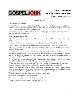 The Crucified Son of God (John 19) Notes: Week Nineteen